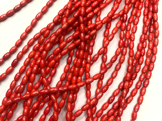 Red Lustre Oval Glass Beads- 7x4mm