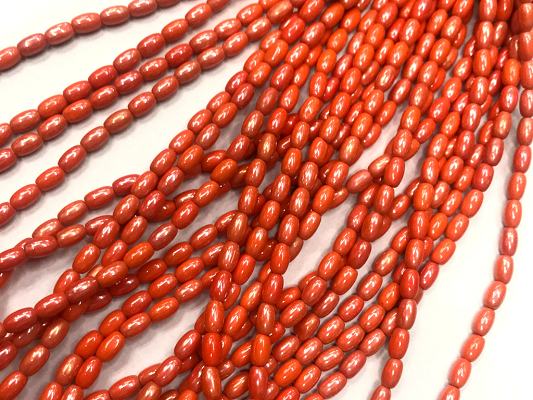 Orange Lustre Oval Glass Beads- 7x4mm