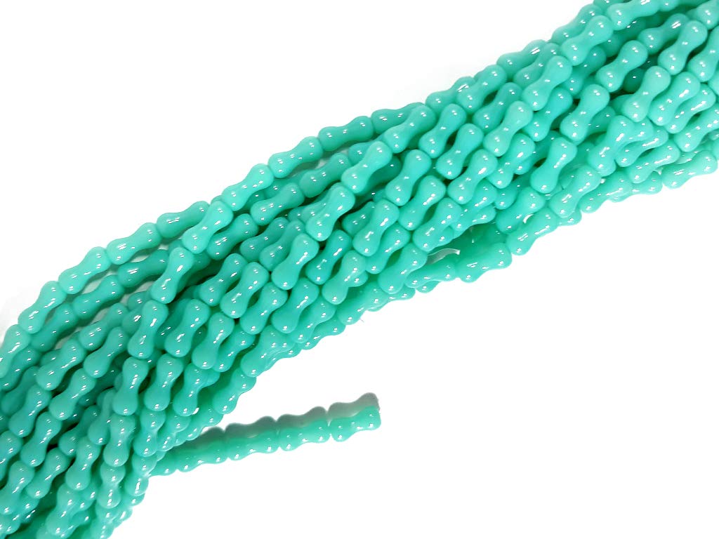 Turquoise Bone Shape Glass Beads (1729479082018)
