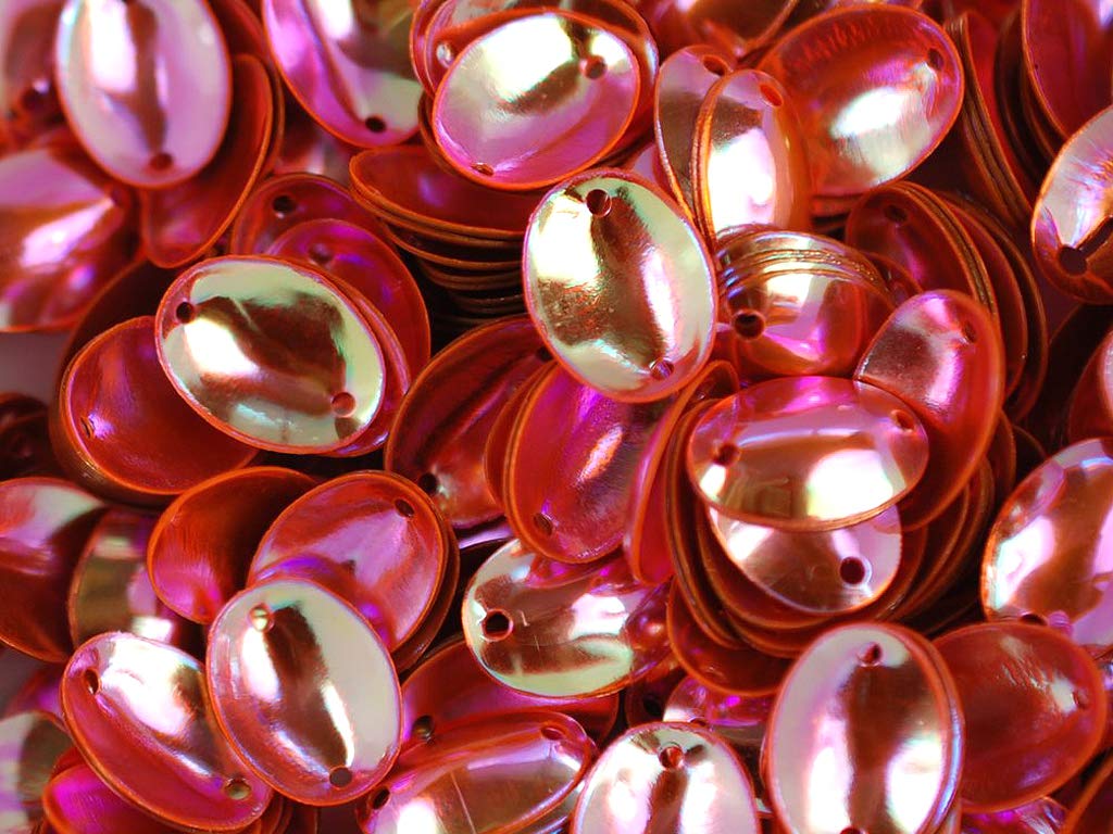 Pink Metallic 2 Hole Oval Plastic Sequins (1809415340066)