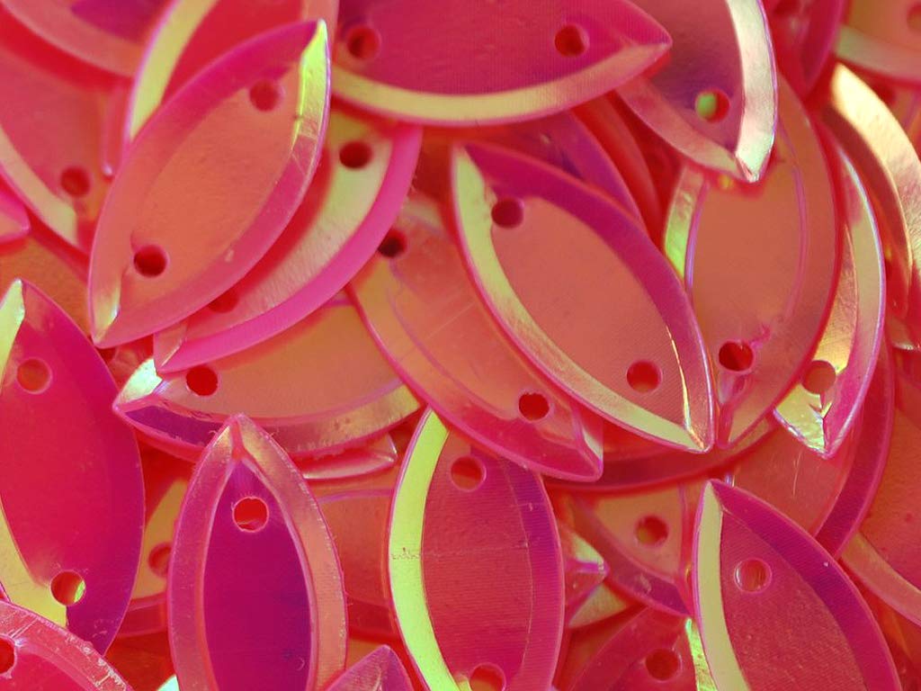 Pink Metallic 2 Hole Leaves Shape Plastic Sequins (1809415045154)