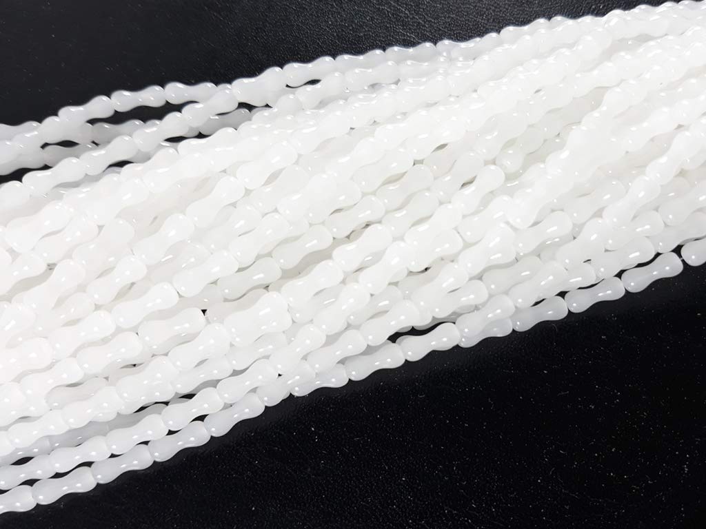 White Bone Shape Glass Beads (1729479180322)