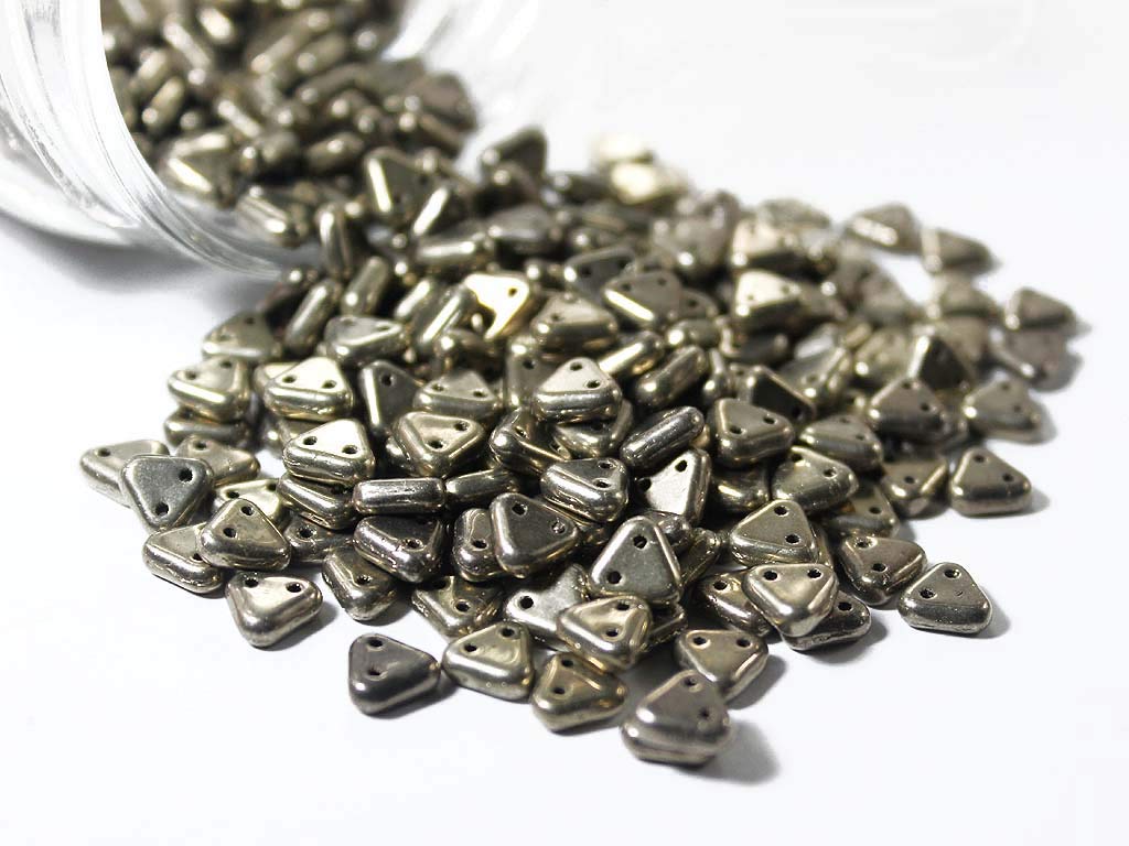 Silver 2 Hole Triangular Czech Glass Beads | The Design Cart (1695439126562)
