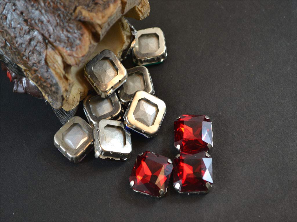 Red Square Glass Stones with Catcher | The Design Cart (1532202024994)