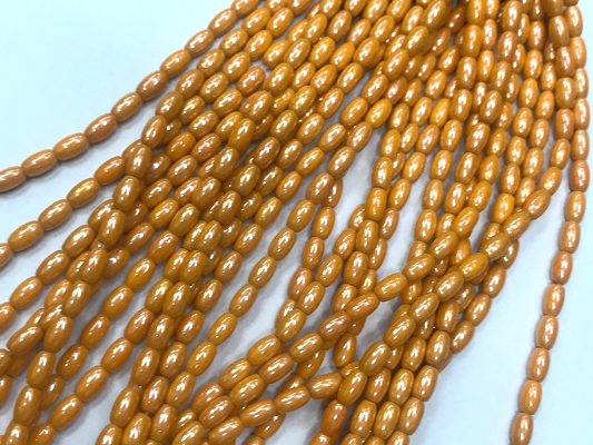 Light Brown Lustre Oval Glass Beads- 7x4mm