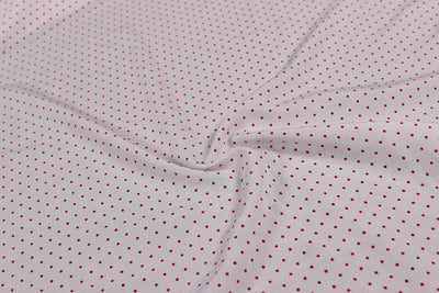 White & Pink Printed Crepe Fabric