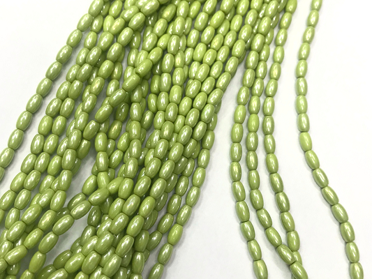 Light Green Lustre Oval Glass Beads- 7x4mm