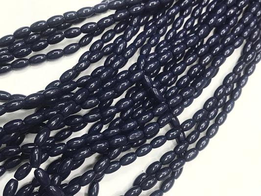 Navy Blue Opaque Oval Glass Beads- 7x4mm