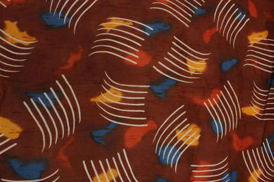 Brown Printed Chiffon Fabric