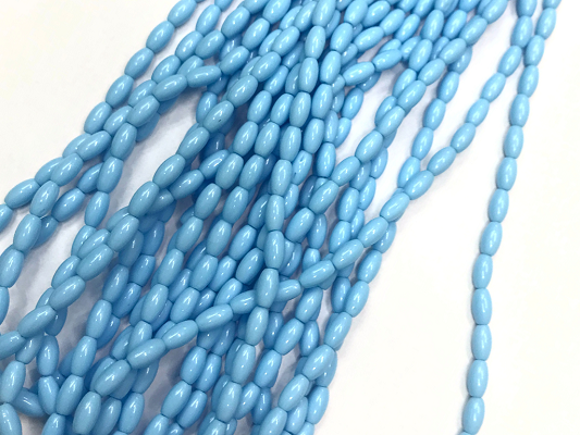 Light Blue Opaque Oval Glass Beads-7x4mm