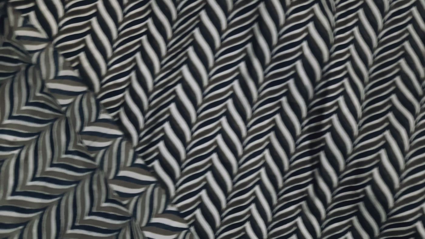 Black Multicolour Geometric Printed Satin Fabric