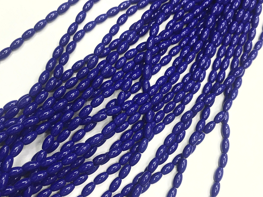 Dark Blue Opaque Oval Glass Beads- 7x4mm