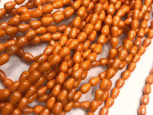 Orange Drop Opaque Lustre Glass Beads- 9x7mm