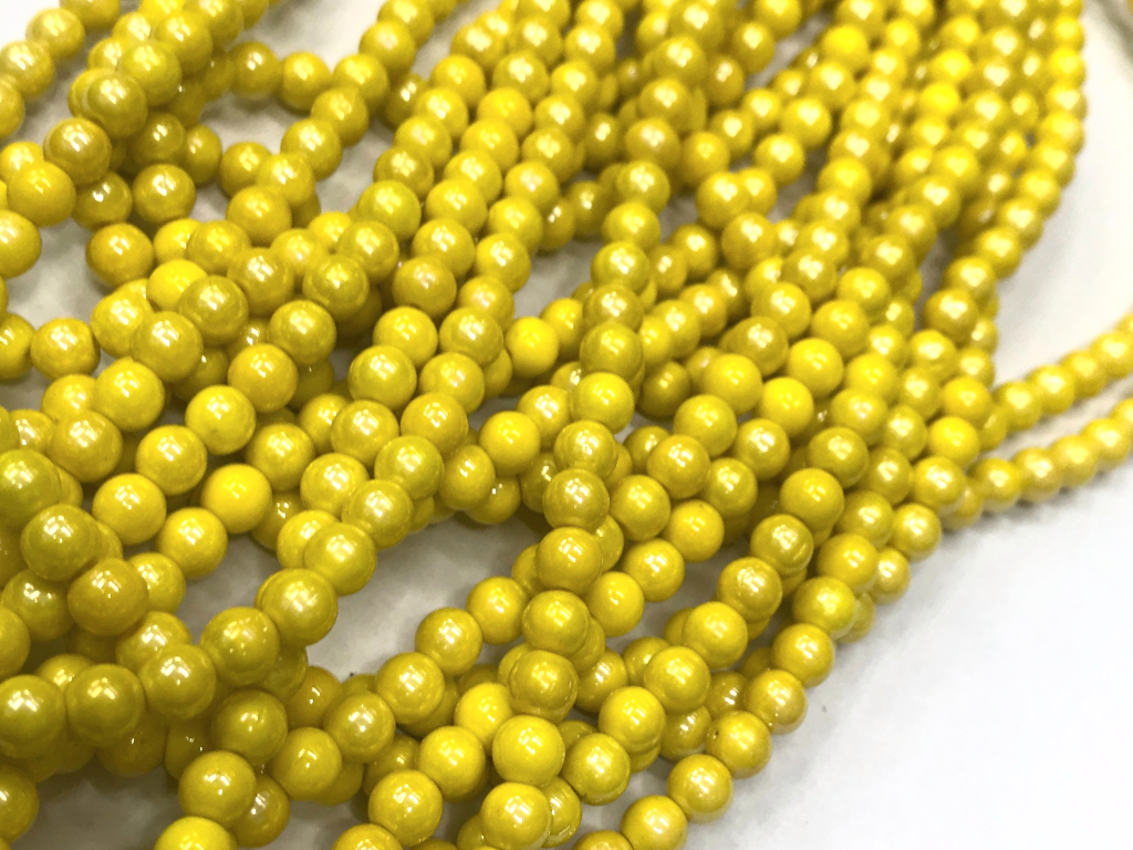 Yellow Opaque Spherical Glass Beads-6mm