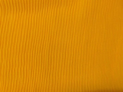 Yellow Plain Pleated Viscose Georgette Fabric