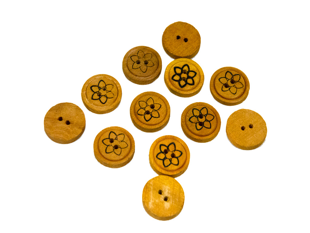 Floral Printed Wooden Buttons 2