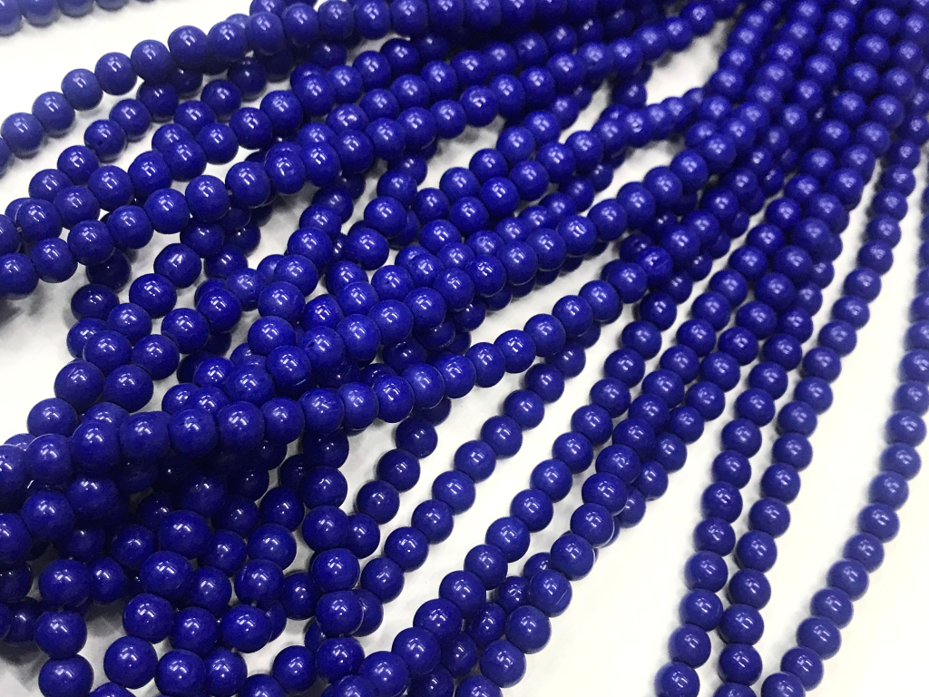 Dark Blue Opaque Spherical Glass Beads-6mm