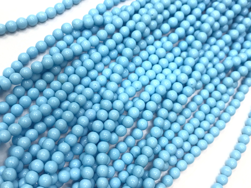 Light Blue Opaque Spherical Glass Beads - 6mm