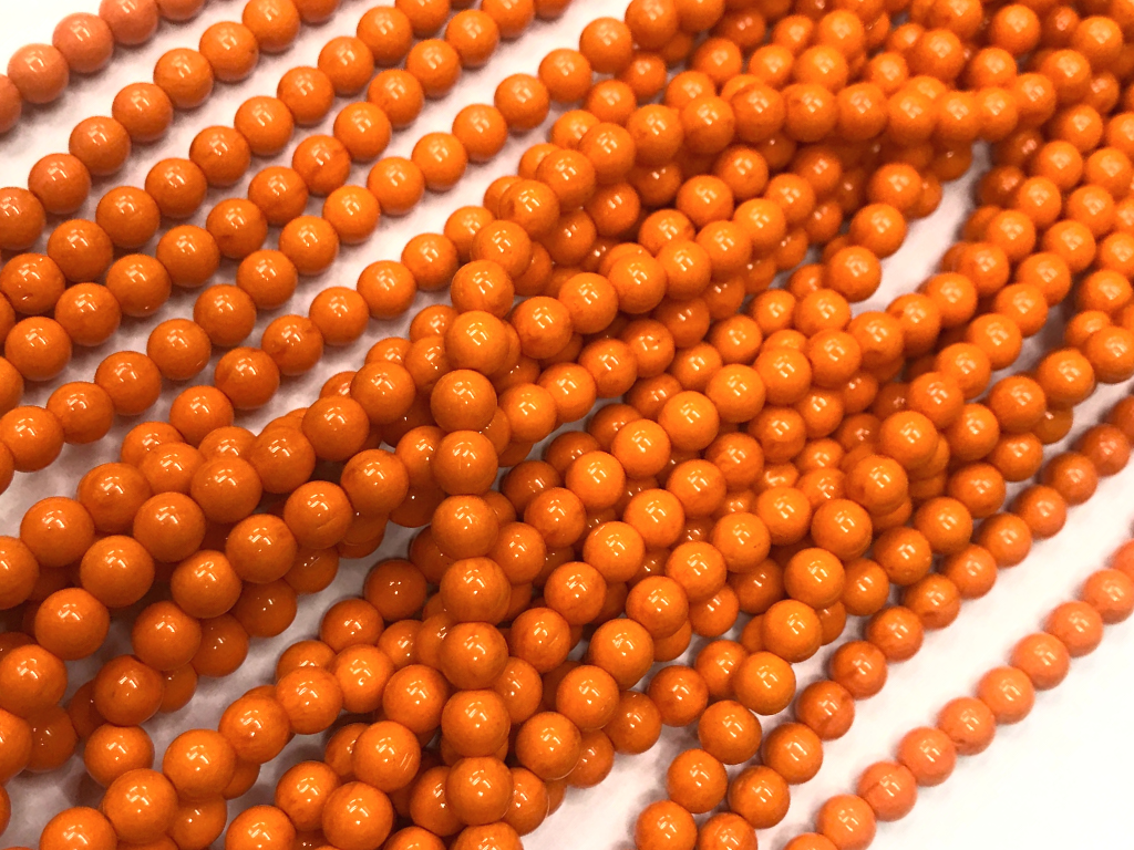 Orange Opaque Spherical Glass Beads- 6mm