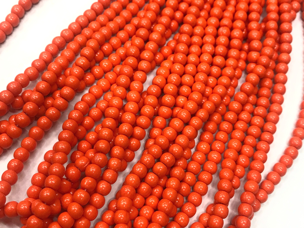 Deep Orange Opaque Spherical Glass Beads-6mm