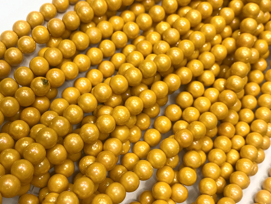 Mustard Yellow Opaque Spherical Glass Beads-8mm