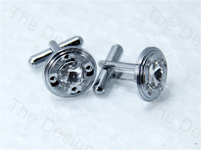 round-4-small-and-big-stone-design-silver-metallic-cufflinks
