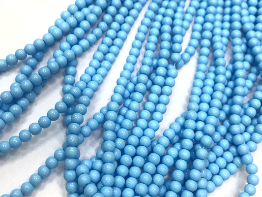 Sky Blue Opaque Round Rocaille Glass Seed Beads-5mm