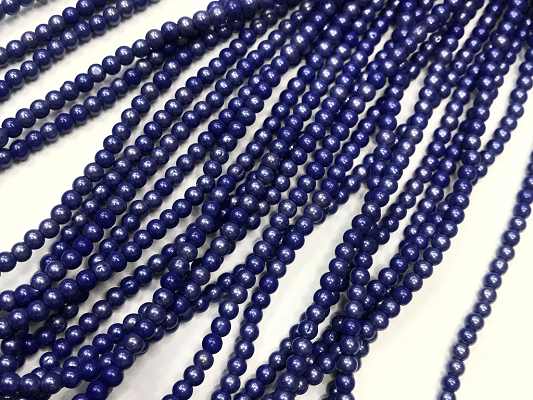 Dark Blue Opaque Round Rocaille Glass Seed Beads-4mm