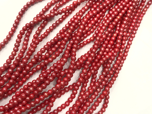 Red Opaque Round Rocaille Glass Seed Beads-4mm