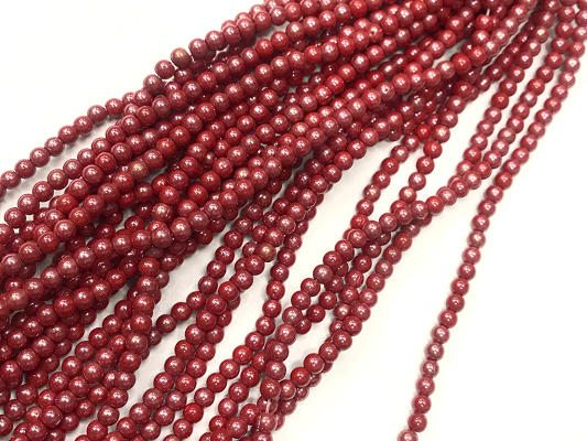 Dark Red Opaque Round Rocaille Glass Seed Beads-4mm