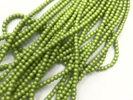 Light Green Opaque Round Rocaille Glass Seed Beads-4mm