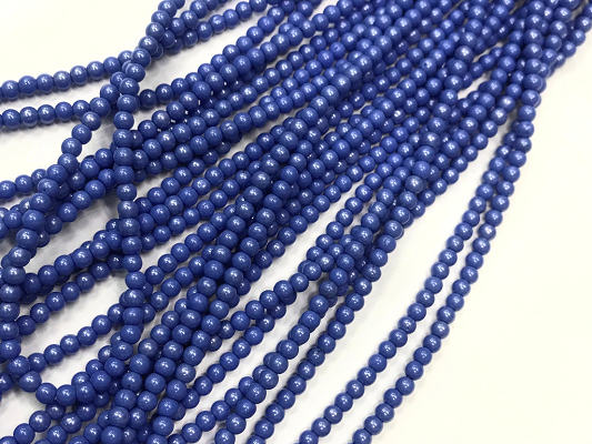 Blue Opaque Round Rocaille Glass Seed Beads-4mm