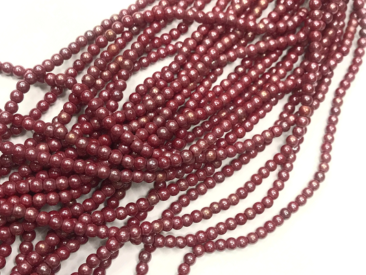 Maroon Opaque Round Rocaille Glass Seed Beads-4mm