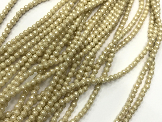 Cream Opaque Round Rocaille Glass Seed Beads-4mm