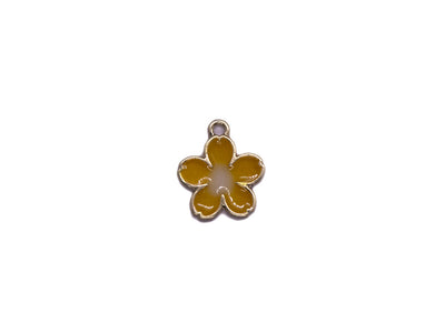 Mustard Flower Shaped Enamel Metal Charms