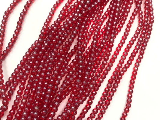 Bright Red Opaque Round Rocaille Glass Seed Beads-4mm