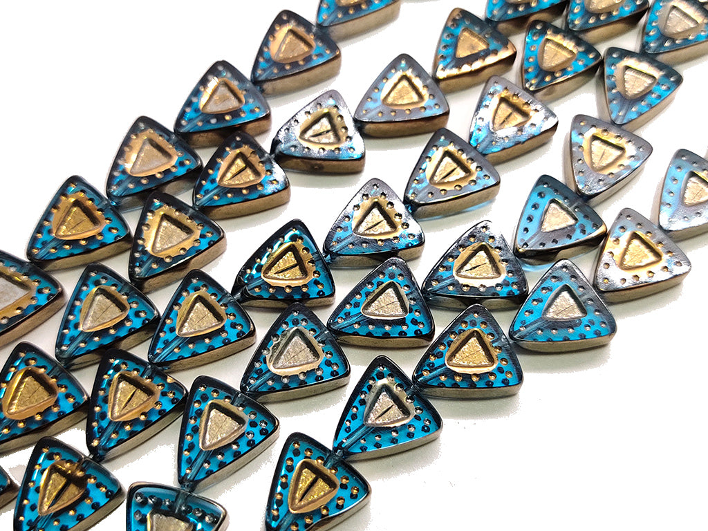 Blue Triangle Crystal Beads