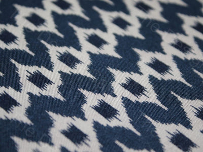 Blue Ikat Design Cotton Rayon Fabric (1567420547106)