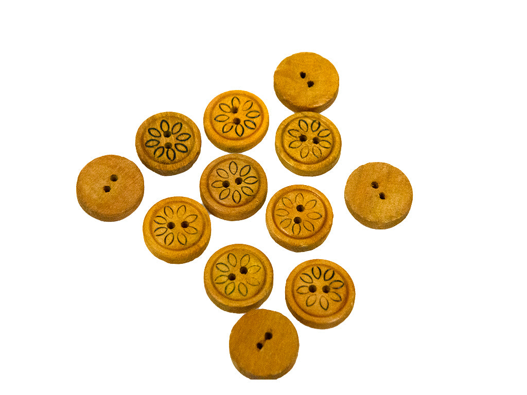 Floral Printed Wooden Buttons 3