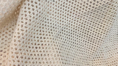 Off White Geometric Woven Cotton Crochet Fabric