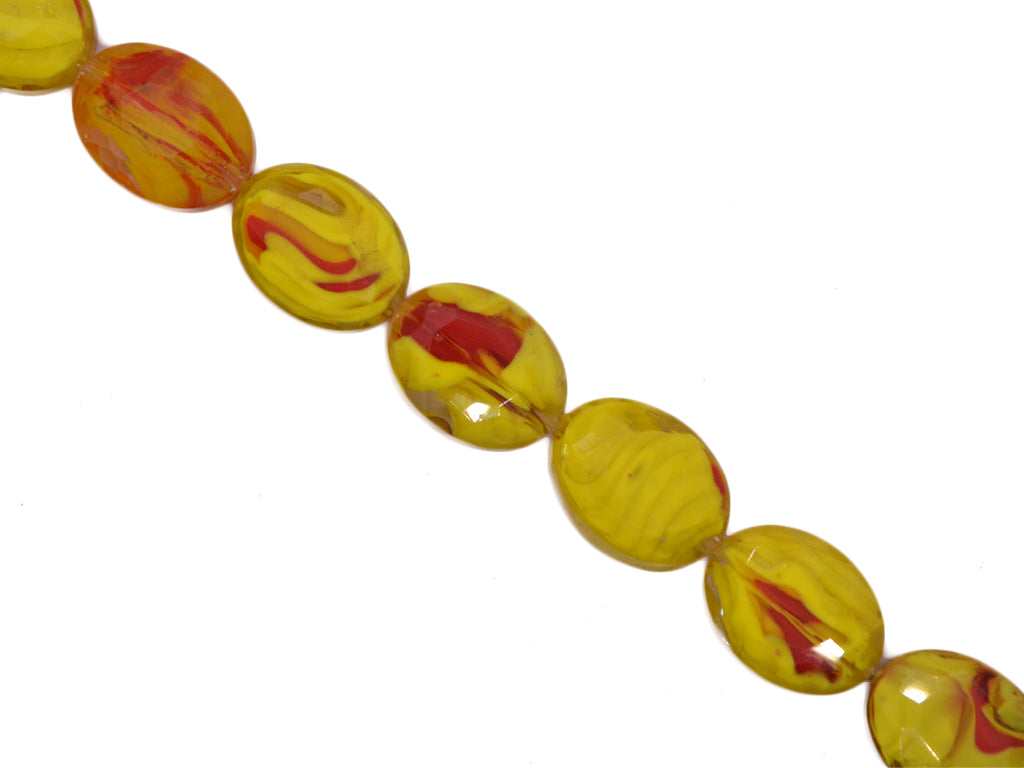 Yellow Red Double Tone Designer Glass Beads