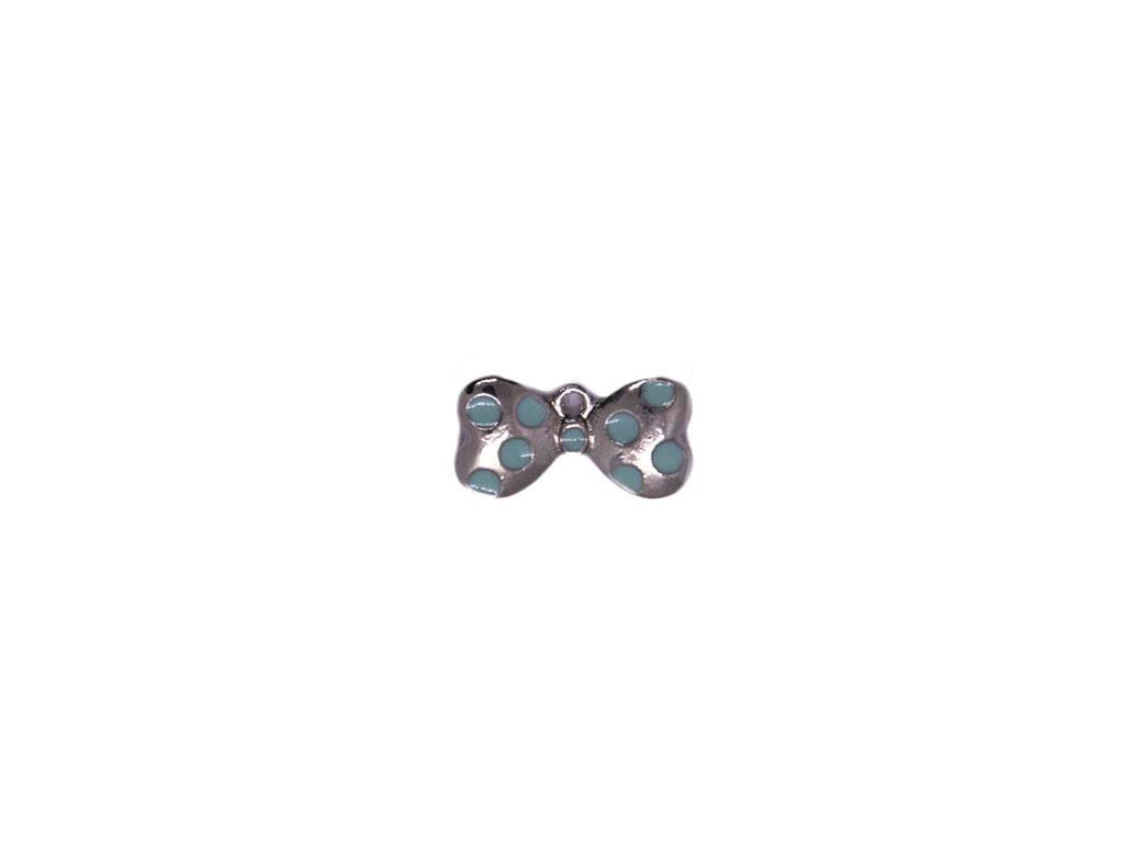 Blue Silver Bow Shaped Enamel Charms