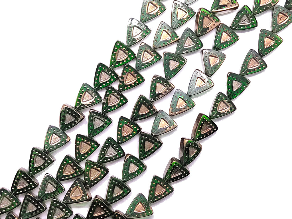 Green Triangle Crystal Beads