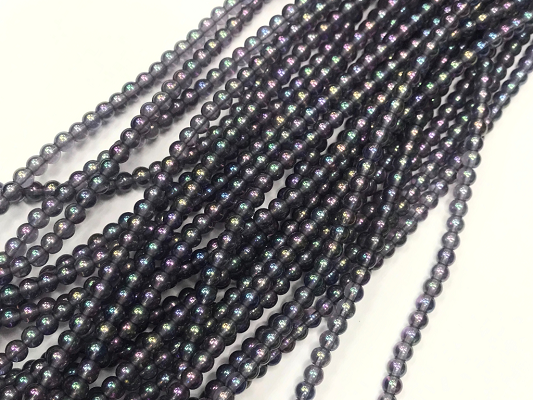 Gray Rainbow Opaque Round Rocaille Glass Seed Beads-4mm