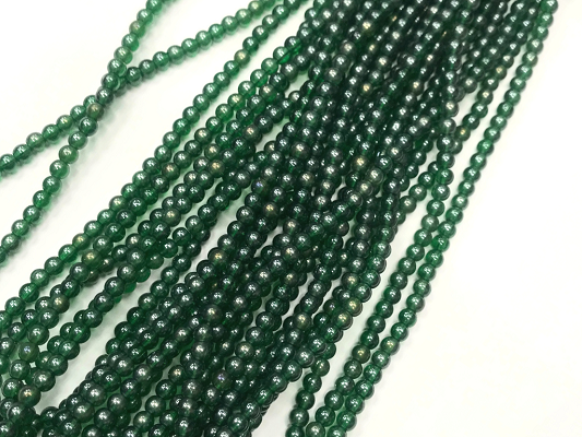 Dark Green Opaque Round Rocaille Glass Seed Beads-4mm