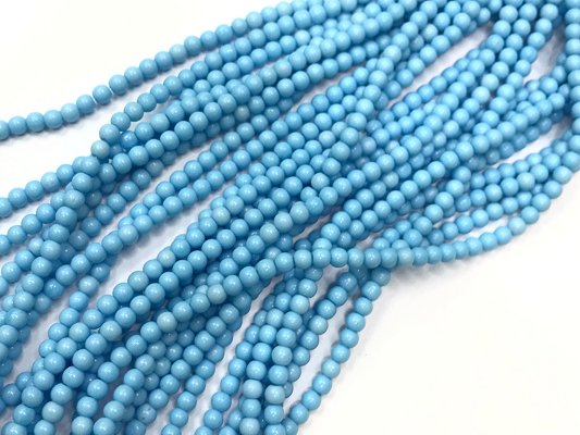 Pastel Blue Opaque Round Rocaille Glass Seed Beads-4mm