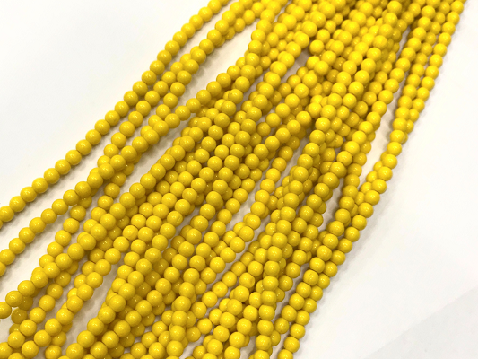 Yellow Opaque Round Rocaille Glass Seed Beads-4mm