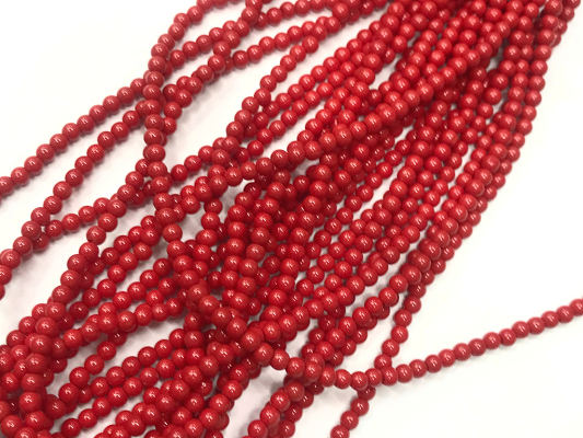 Red Opaque Round Rocaille Glass Seed Beads-4mm