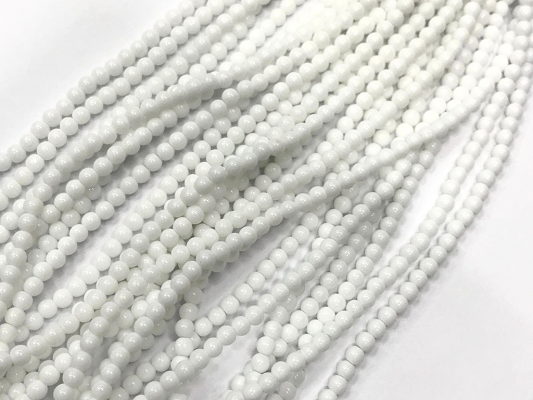 Milky White Opaque Round Rocaille Glass Seed Beads-4mm