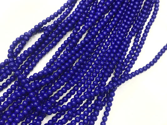 Deep Blue Opaque Round Rocaille Glass Seed Beads-4mm